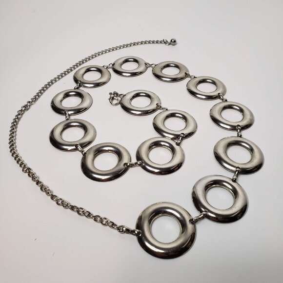 Silver Tone Ring Body Chain Belt OS - Picture 1 of 7